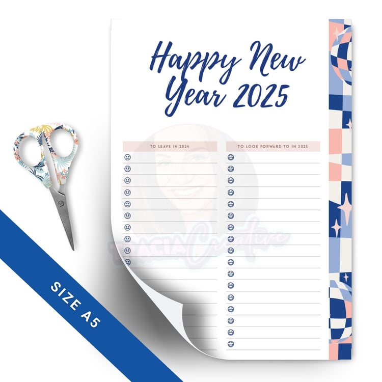 Happy New Year 2025 – A5 Printable Resolutions Planner