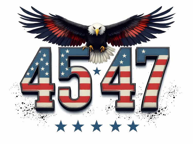 #MAGA - Patriotic designs featuring bold American flag motifs and iconic symbols like eagles and stars, in celebration of President Trump, the 45th and 47th President. USA flag, patriotic design, eagle, American pride, vintage flag, number 45, number 47,