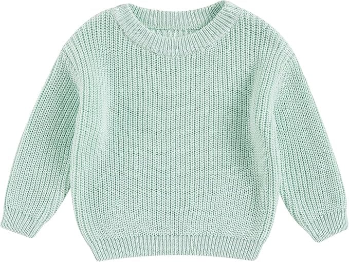 Toddler Baby Girl Boy Knit Sweater Solid Color Crewneck Long Sleeve Pullover Sweatshirt Fall Winter Clothes
