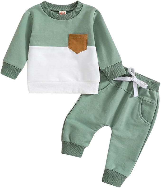 Fall Baby Boy Outfits Crewneck Pullover Sweatshirt and Pants Set 2PCS Toddler Boys Casual Clothes Winter 3M-3T