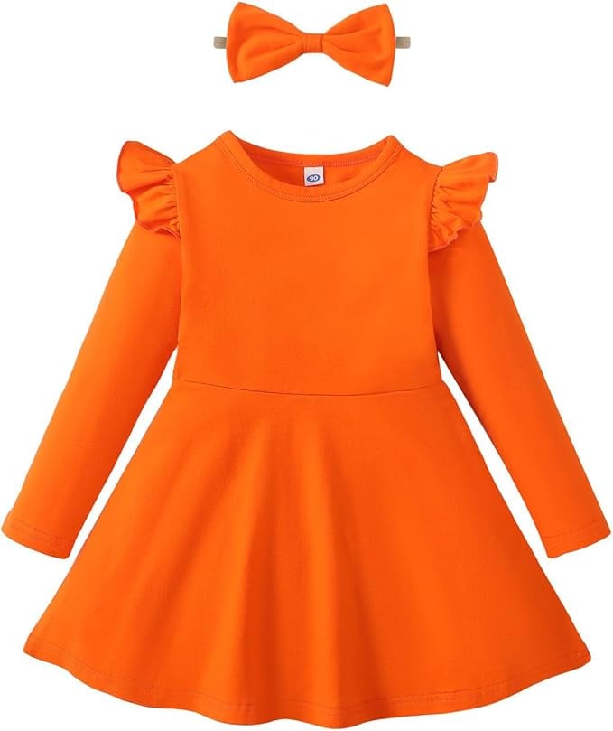 Magic Park 18M-6Y Baby Girls Ruffle Casual Dress Toddler Girl A-line Skirt Kids Plain Dresses Birthday Holiday Outfits