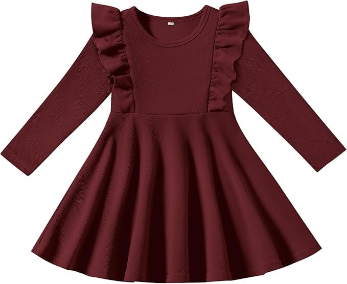 Toddler Dress Long Sleeve Baby Little Girls Dresses Ruffle Fall Winter Dresses for Girls Casual Party Birthday Dress