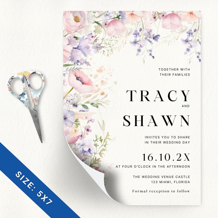 Editable Wildflower Wedding Invitation – Canva Template