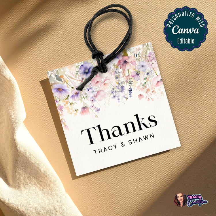 Canva Editable Wildflower Thank You Tag – 2x2” Design