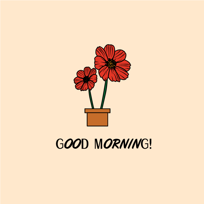 Minimal vector art of Flower with good morning status | EPS & JPG Files free download