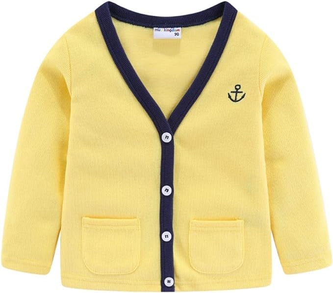 Mud Kingdom Boys Cardigan Sweater Cotton Knit V-Neck Outerwear 2-8 Years Embroidered Casual Jacket