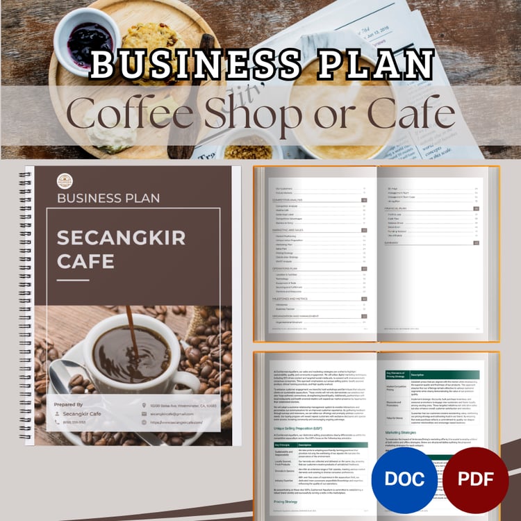 BUSINESS PLAN TEMPLATE - Sample for Coffee Shop or Cafe, Warong Buku