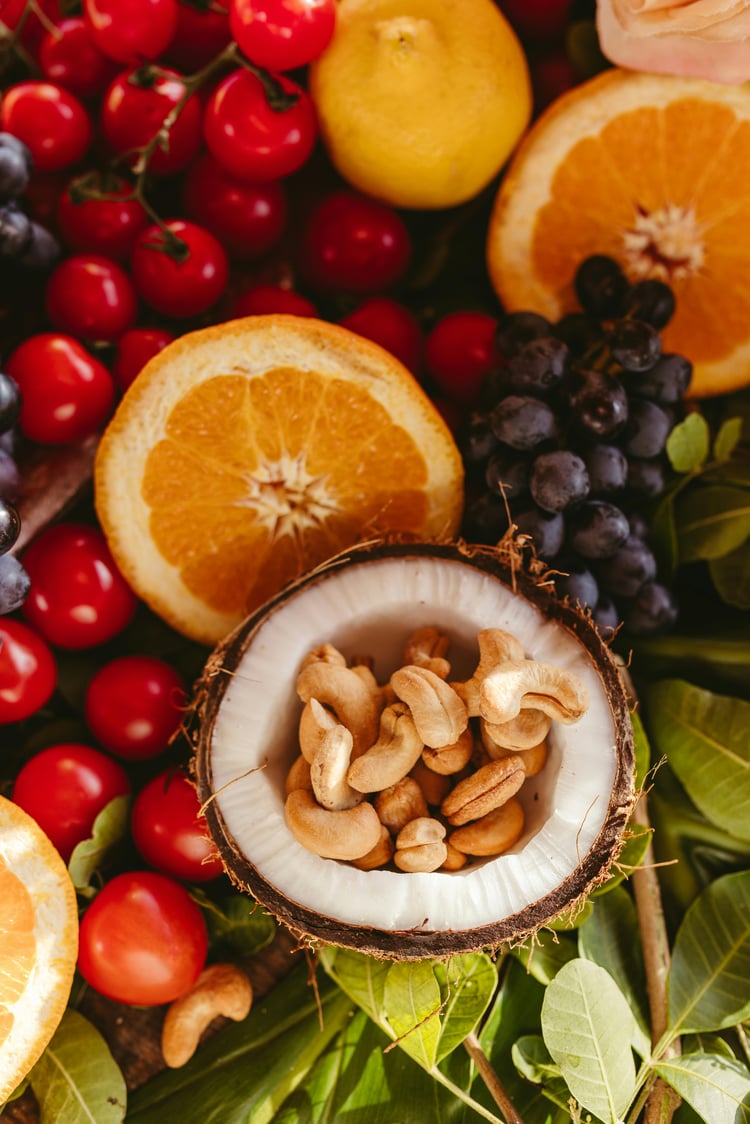 <img src="fruits-and-vegetables-showcased.jpg" alt="Colorful ripe mature fruits and vegetables showcased">