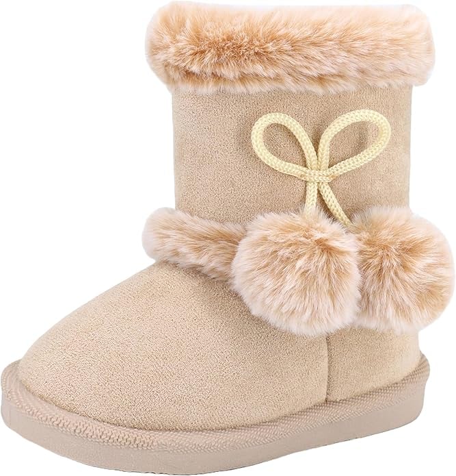Baby Girls Winter Boots Toddler Kid Fashion Fur Lined Lightweight Warm Snow Boots for Everyday Wear