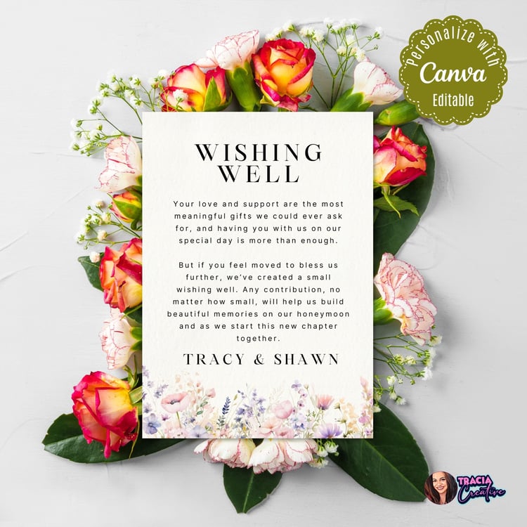 Canva Wildflower Wedding Wishing Well - Cash Gift Collection