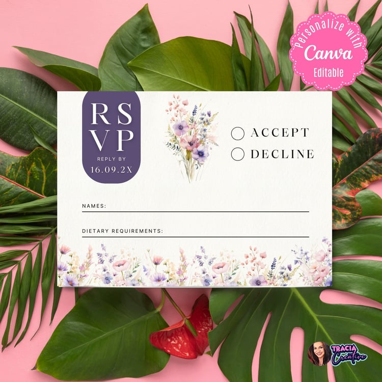 Canva Wildflower RSVP Card - Stylish Wedding Response