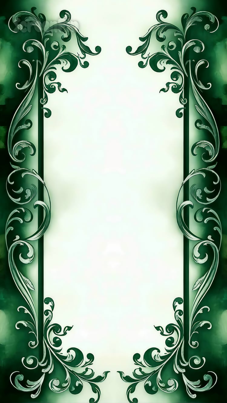 Vintage green digital frame with a decorative floral ornament, offering an elegant and timeless design. Perfect for invitations, digital projects, and creative designs.