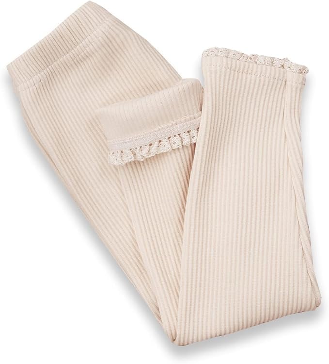 Toddler Baby Girls Leggings Footless Lace Trim Tights Ruffle Ribbed Knit Stocking Infant Fall Winter Warm Bottom Pants