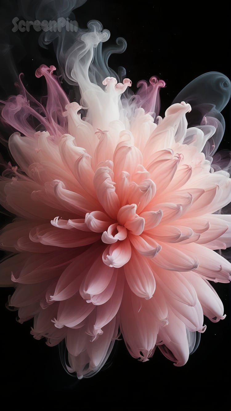 Alt text: Pink smoky explosion on a black background, creating a dramatic and ethereal abstract design. Perfect for digital art, wallpapers, and creative projects.