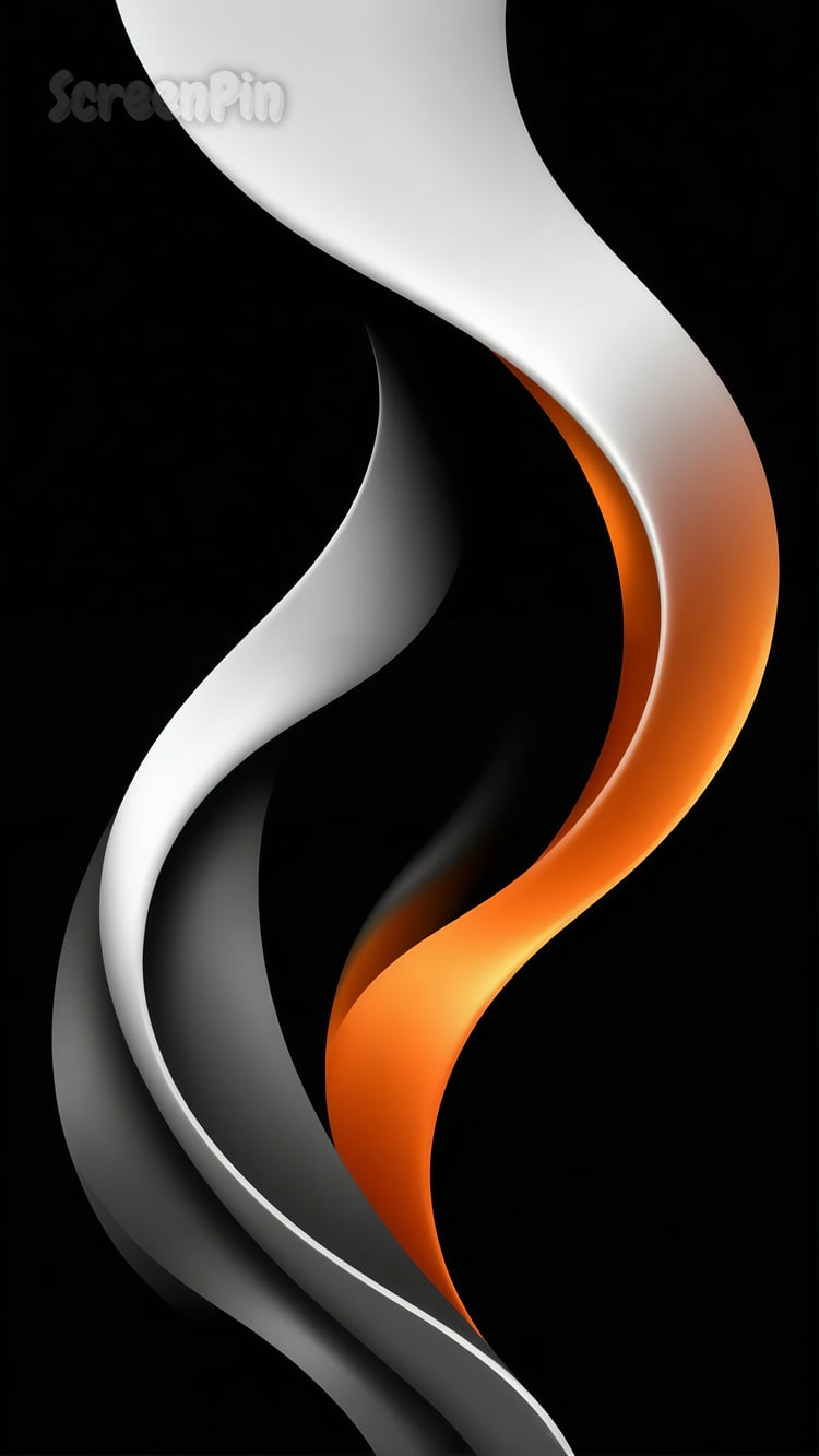 Orange and white wavy flow on a black background, creating a bold and dynamic abstract design. Perfect for digital art, wallpapers, and creative projects.