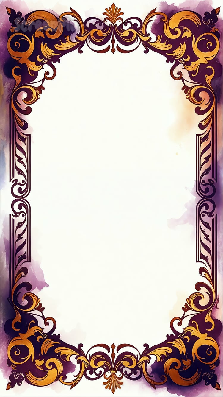 Gold and plum classic text frame with ornate detailing, offering a luxurious and timeless design. Perfect for invitations, greeting cards, and elegant digital projects.