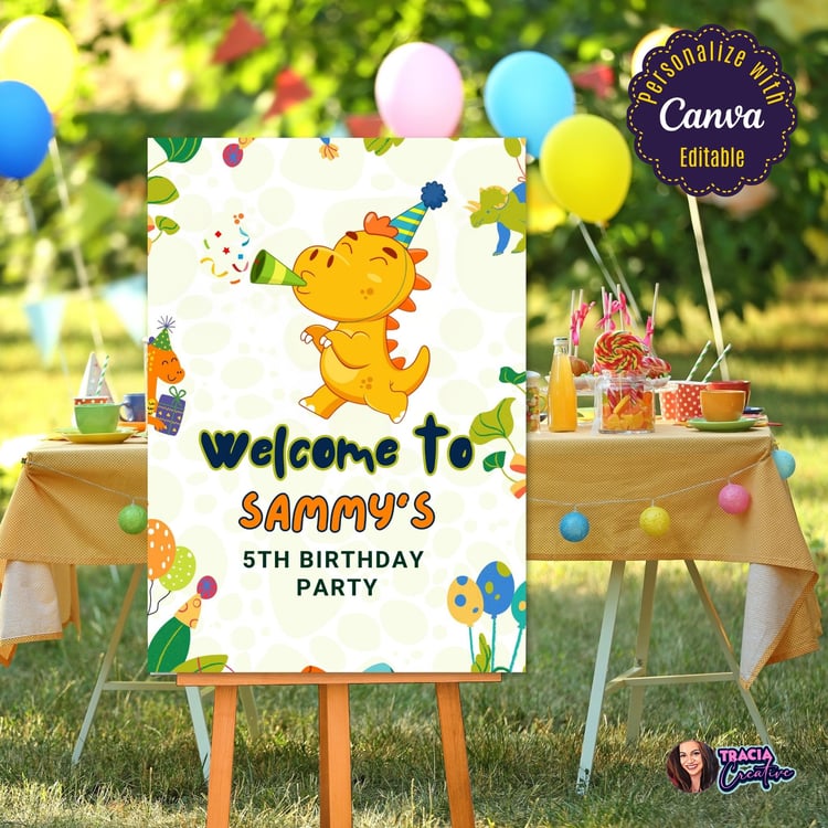 Vibrant Dinosaur Birthday Welcome Sign – Fun Party Printable