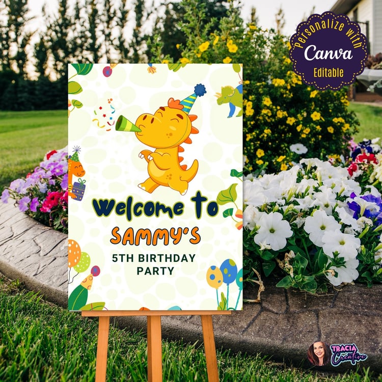 Vibrant Dinosaur Birthday Welcome Sign – Fun Party Printable