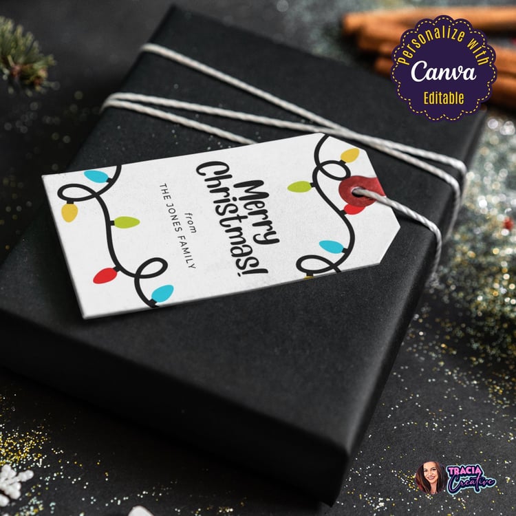 Editable Merry Christmas Gift Tag – Printable 2x3.5