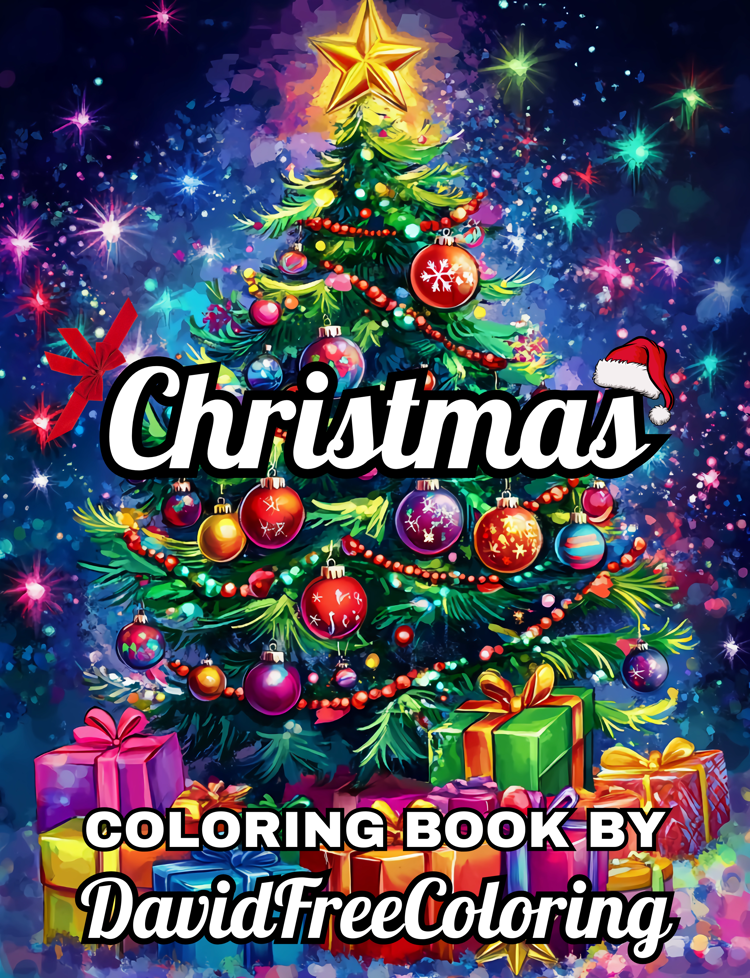 Christmas Coloring Book is a coloring book for adults with 110 Christmas images: Christmas trees, Santa Claus, snowflakes, Christmas wreaths, and more. Have fun coloring them creatively, both through the download of PNG and PDF files.