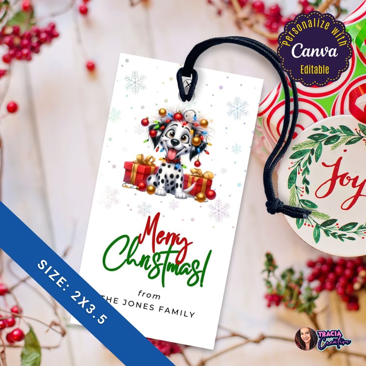 Funny Dog Christmas Gift Tag – Instant Digital Download