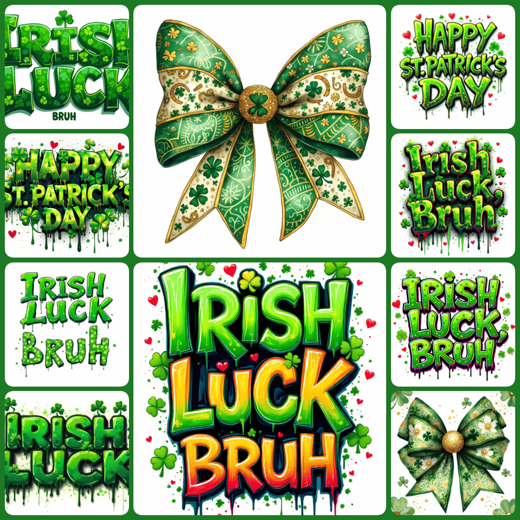 Celebrate St. Patricks Day with this vibrant collection of 140 high-resolution JPG images featuring shamrocks, leprechauns, pots of gold, and decorative motifs. Perfect for adding a festive touch to any project with a playful Irish spirit.  St. Patricks