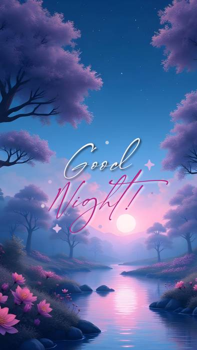 Amazing night landscape with good night social media status
