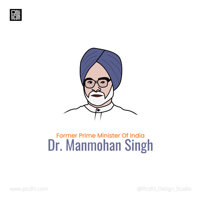 Minimal vector Illustration of Former Prime Minister Of India & Indian Great Economist Dr. Manmohan Singh