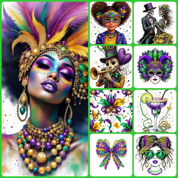 Mardi Gras, Carnival, festive celebration, colorful masks, beaded necklaces, Mardi Gras artwork, masquerade, playful designs, party decor, festive artwork, vibrant colors, joyful spirit, Mardi Gras gifts, fun t-shirt designs, New Orleans celebration