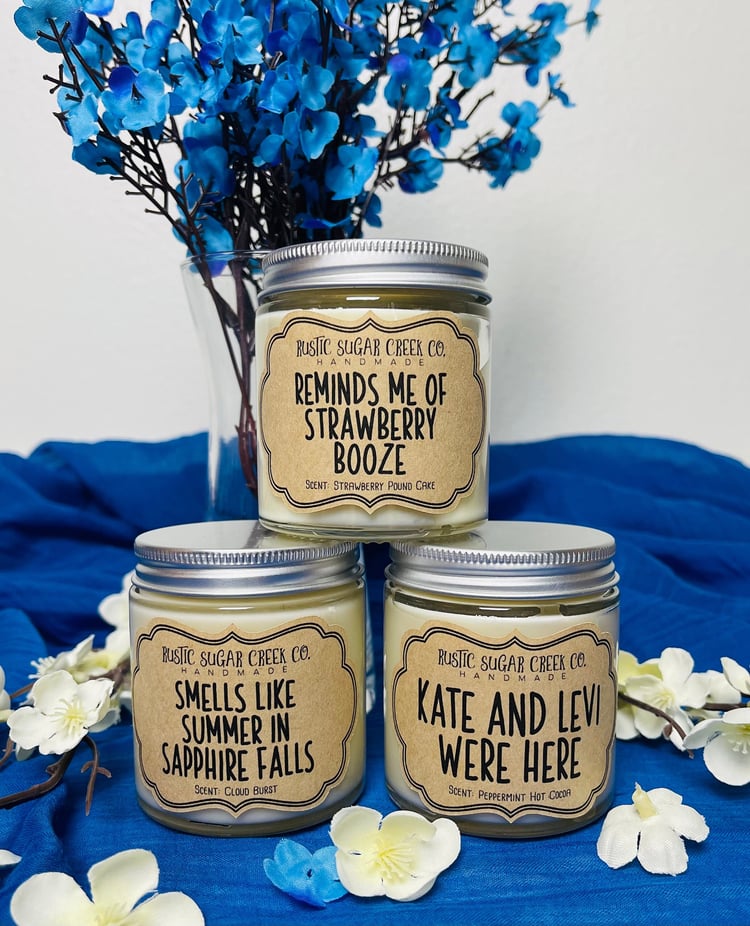 Sapphire Falls candles displayed