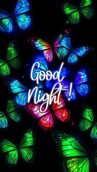 Butterflies on dark background good night social media status