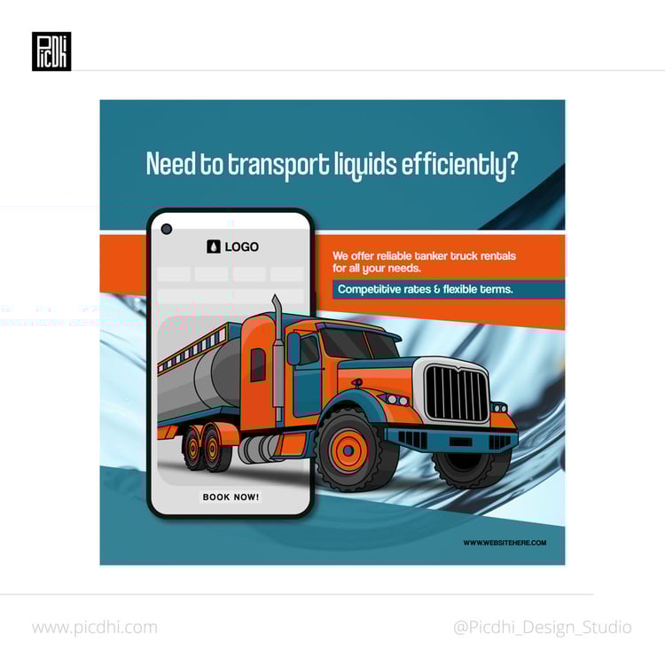 Enhance your liquid transport truck company's social media presence with these professional templates. Editable AI and EPS files for quick and easy branding.