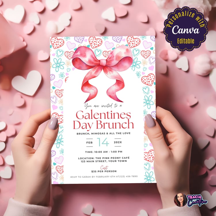 Editable Galentines Day Brunch Invitation & Menu – Canva Design