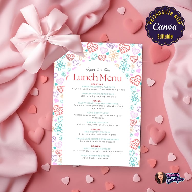 Editable Galentines Day Brunch Invitation & Menu – Canva Design