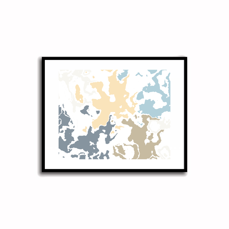 Brighten your space with this vibrant abstract color palette print in Jungle Mist (light blue gray), Coral Reef (vanilla), Dairy Cream (pale peach), Regent Gray, and Spring Wood (very light pink). Perfect for walls, desks, or shelves—download instantly an
