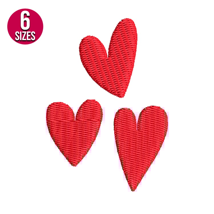 Buy Three Hearts embroidery design, Digital download, Instant download
