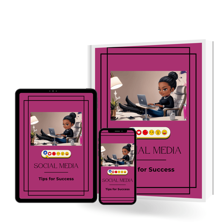 purple cover on a book, cellphone and a computer tablet for social media tips