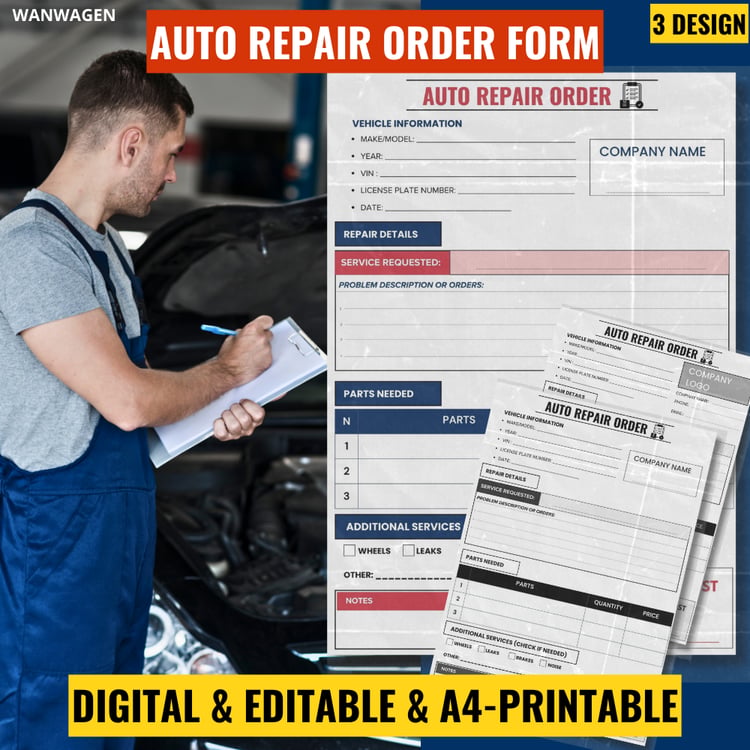 Auto Repair Order form