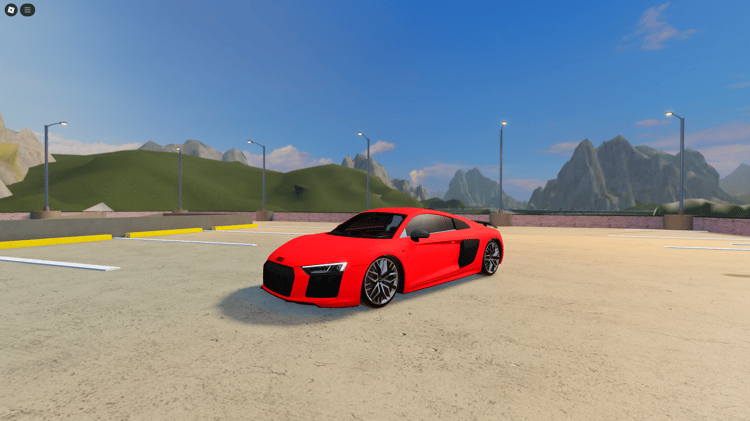 Driveable Audi R8 model in Roblox Studio with realistic details and interactive features