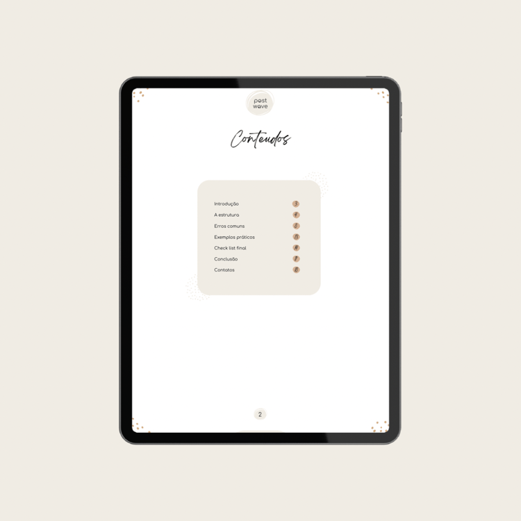 lista de conteúdos do ebook