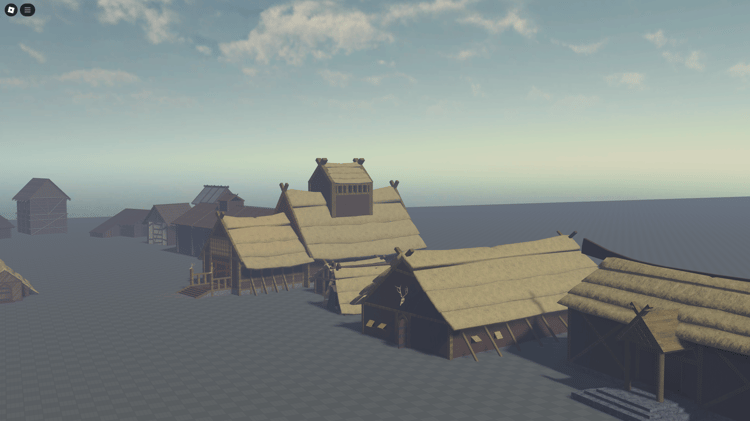 Majestic Viking temple surrounded by authentic Nordic architecture for immersive Roblox games