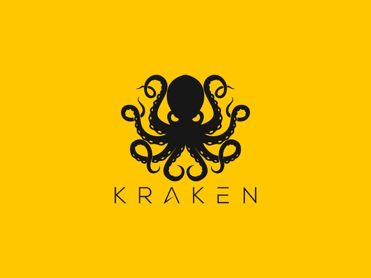 Hand-illustrated Kraken logo featuring a powerful and dynamic design, ideal for branding, merchandise, and business identity.
