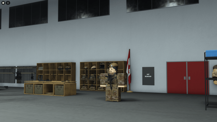 Canadian Army helicopter in flight over the military base.