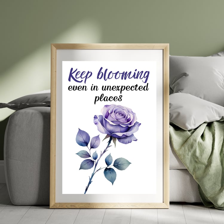watercolor flower motivational quote wall art