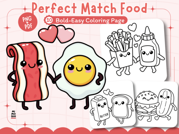 Kawaii sushi and soy sauce bottle coloring page Cute pizza and cola pairing coloring design for adults