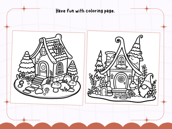 Enchanted garden with tiny trees and butterflies coloring page Detailed miniature garden with a winding path coloring page