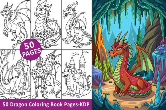 A fierce dragon perched atop a craggy mountain overlooking a medieval castle Dragon flying over a hidden cave with glowing treasures inside Close-up of a dragon’s lair with glittering jewels and flames