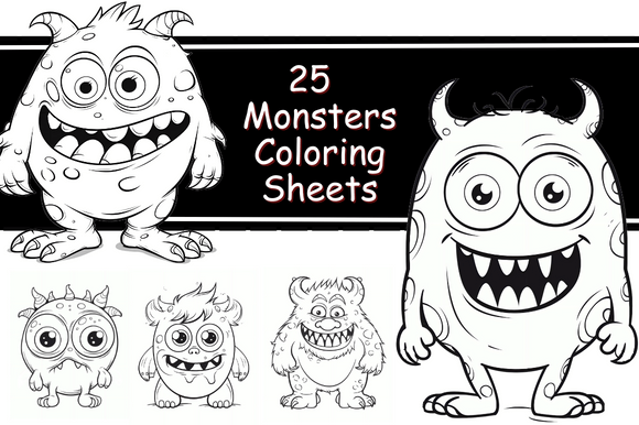 Funny monster illustrations with big hands and silly expressions Adorable little monsters surrounded by fun accessories Playful little monsters with unique features and charming expressions