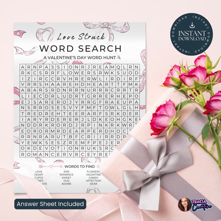 Valentine’s Day Word Search Printable – Love Struck Word Hunt