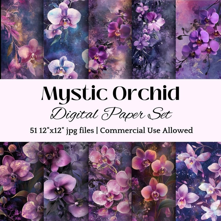 Orchid digital paper floral